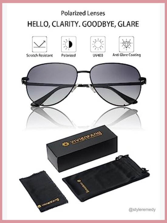 Polarized Metal Aviator Sunglasses UV400 Protection Oversized main image 4